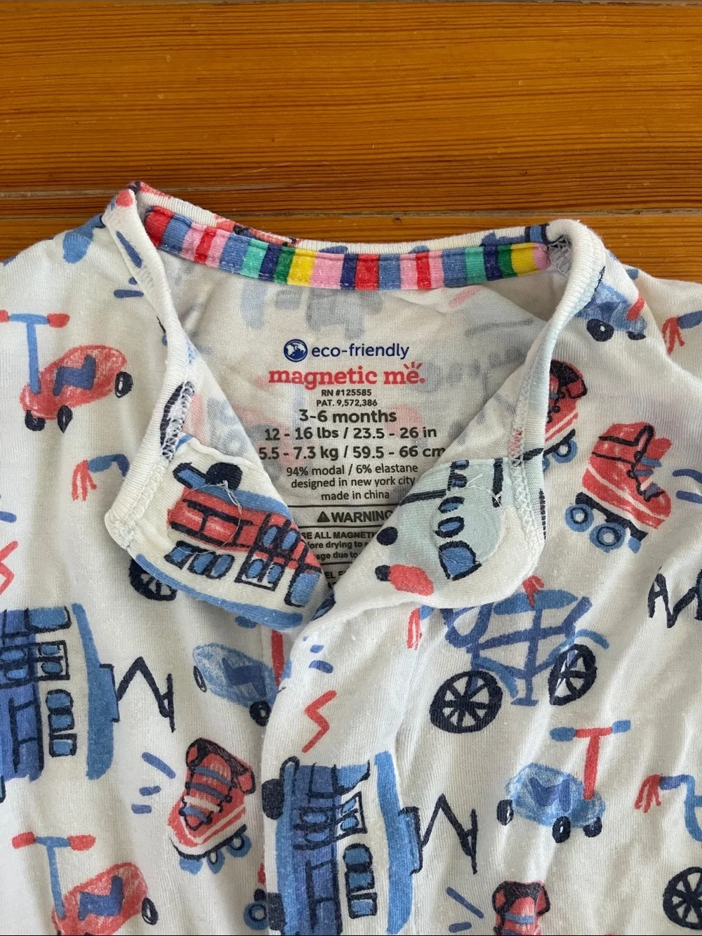 Magnetic Me Blue and White Kids Footed One-Pieces - 3-6 months